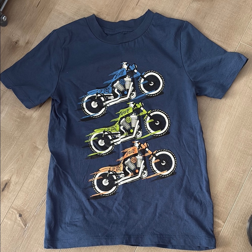 Joe Fresh Blue Short Sleeve Tee with Vintage Motorcycle Graphic